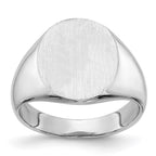 14k White Gold 13.5x14.0mm Oval Closed Back Signet Ring