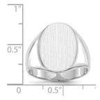 14k White Gold 14.0x17.5mm Oval Closed Back Mens Signet Ring