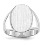 14k White Gold 14.0x17.5mm Oval Closed Back Mens Signet Ring