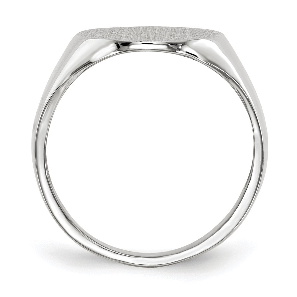 14k White Gold 15.0x18.5mm Oval Closed Back Mens Signet Ring