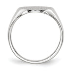 14k White Gold 15.0x18.5mm Oval Closed Back Mens Signet Ring