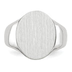 14k White Gold 15.0x18.5mm Oval Closed Back Mens Signet Ring