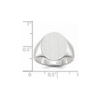 14k White Gold 15.0x18.5mm Oval Closed Back Mens Signet Ring