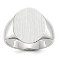 14k White Gold 15.0x18.5mm Oval Closed Back Mens Signet Ring