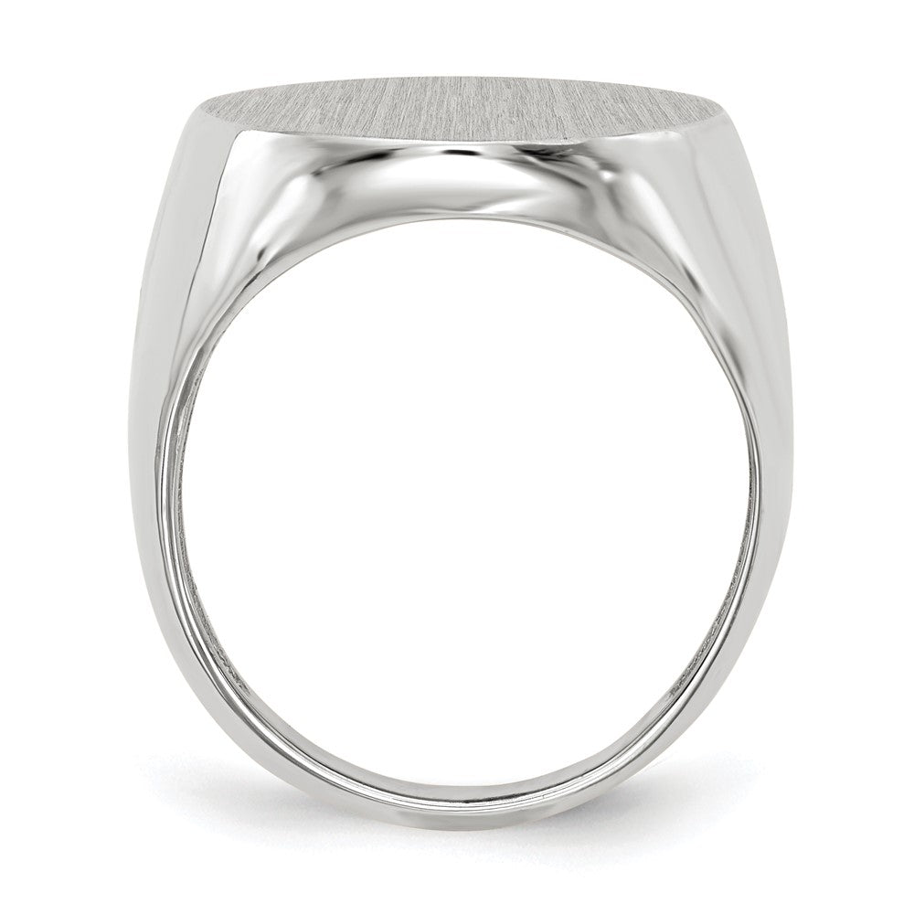 14k White Gold 17.0x20.5mm Oval Closed Back Mens Signet Ring