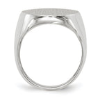 14k White Gold 17.0x20.5mm Oval Closed Back Mens Signet Ring