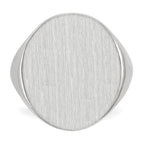 14k White Gold 17.0x20.5mm Oval Closed Back Mens Signet Ring