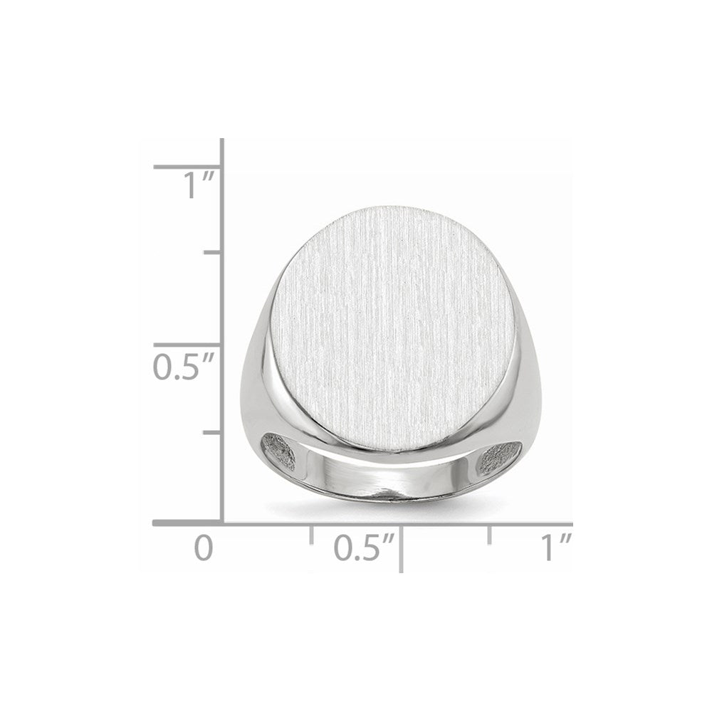 14k White Gold 17.0x20.5mm Oval Closed Back Mens Signet Ring
