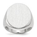 14k White Gold 17.0x20.5mm Oval Closed Back Mens Signet Ring