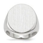 14k White Gold 17.0x20.5mm Oval Closed Back Mens Signet Ring