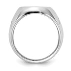 14k White Gold 13.0x16.0mm Oval Open Back Mens Signet Ring