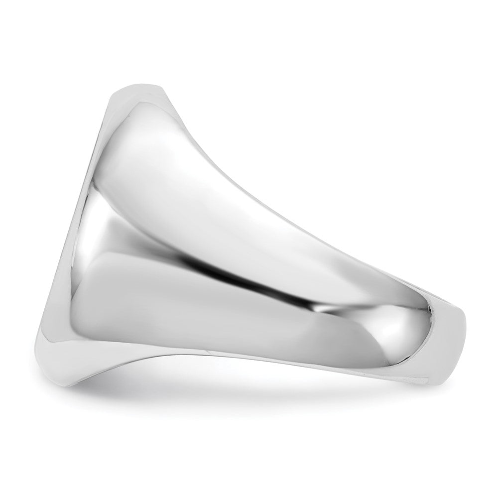 14k White Gold 13.0x16.0mm Oval Open Back Mens Signet Ring