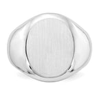 14k White Gold 13.0x16.0mm Oval Open Back Mens Signet Ring