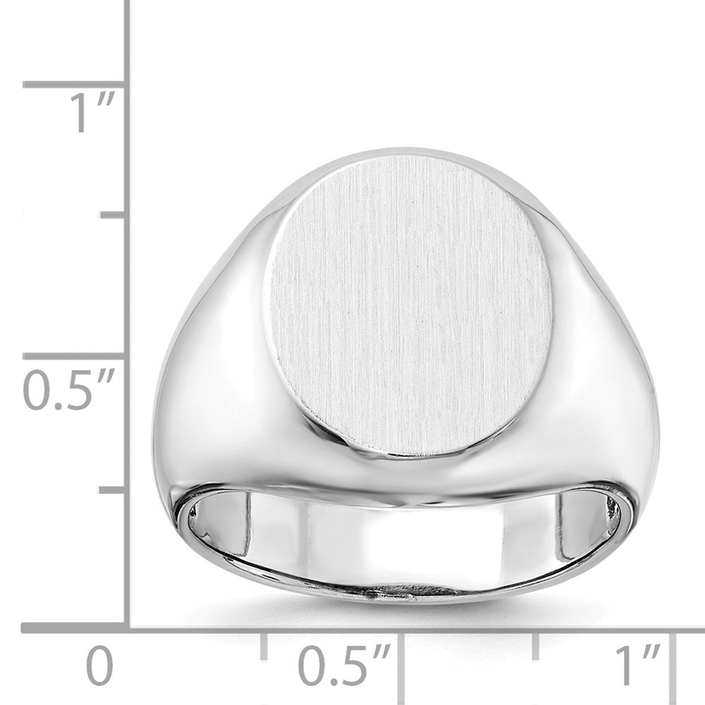 14k White Gold 13.0x16.0mm Oval Open Back Mens Signet Ring