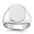 14k White Gold 13.0x16.0mm Oval Open Back Mens Signet Ring