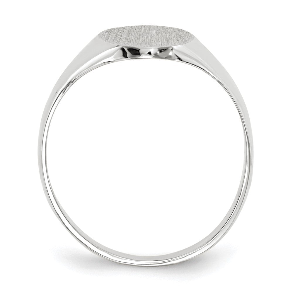 14k White Gold 8.0x11.5mm Oval Open Back Signet Ring