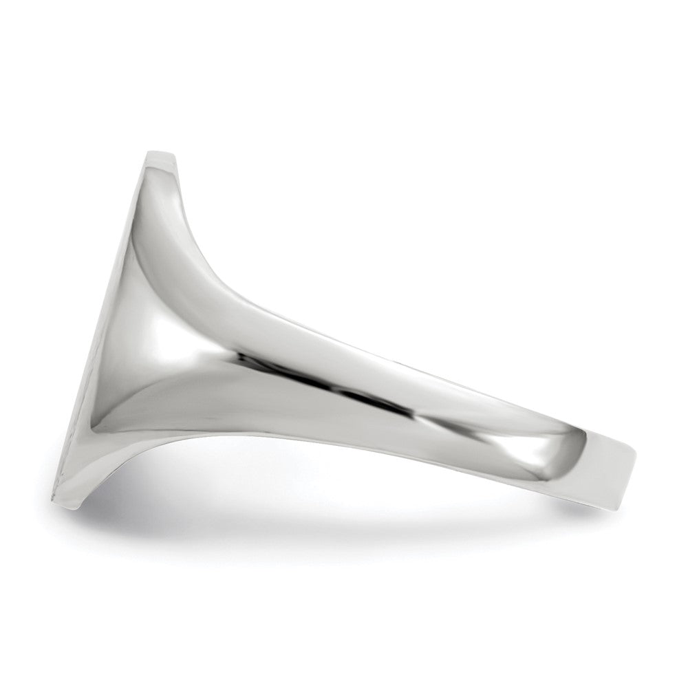14k White Gold 8.0x11.5mm Oval Open Back Signet Ring