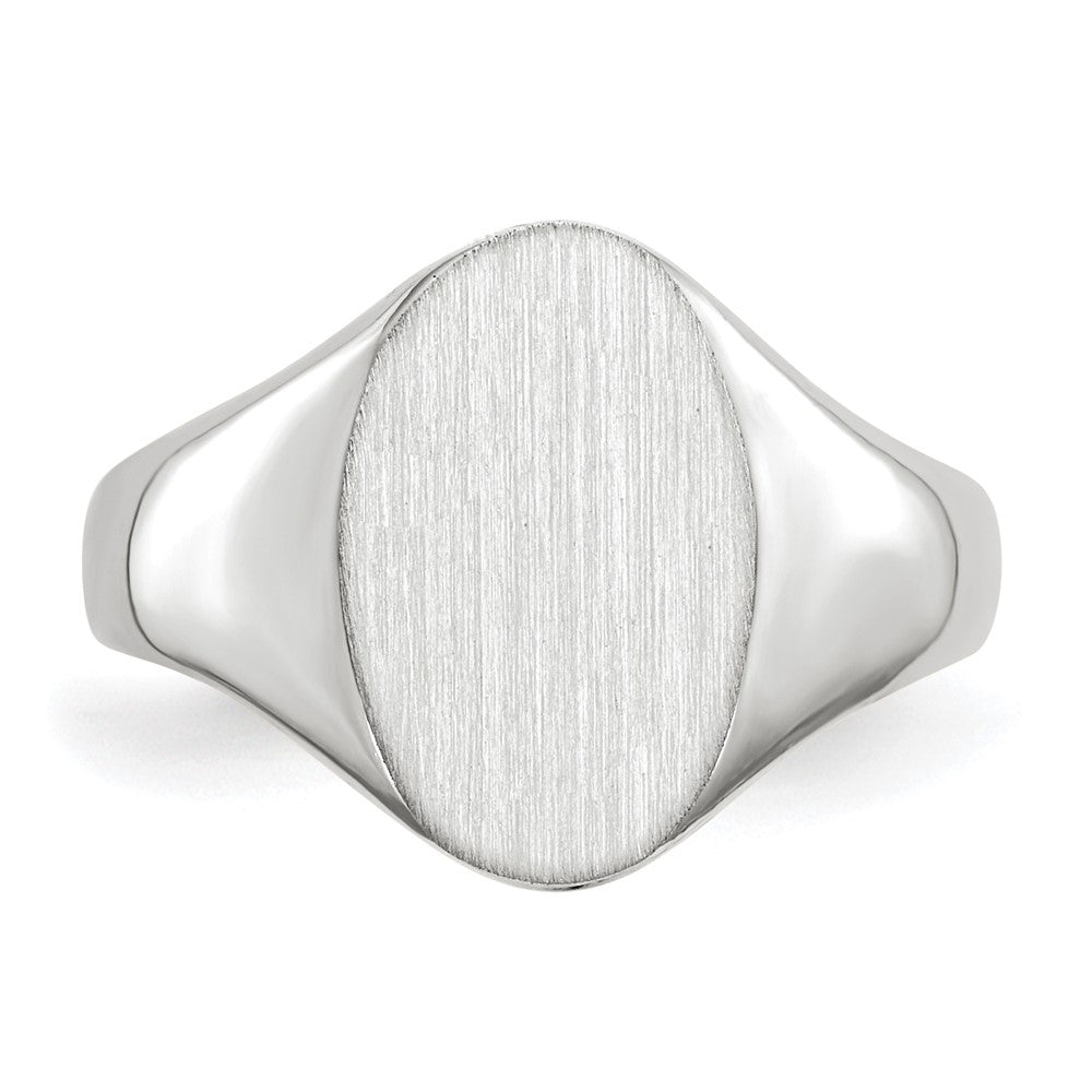 14k White Gold 8.0x11.5mm Oval Open Back Signet Ring