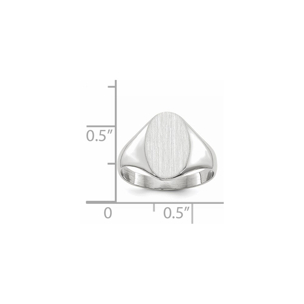 14k White Gold 8.0x11.5mm Oval Open Back Signet Ring