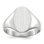 14k White Gold 8.0x11.5mm Oval Open Back Signet Ring