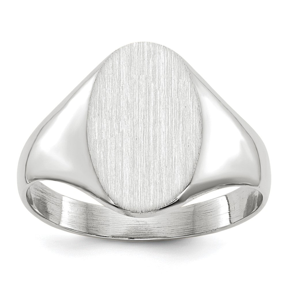 14k White Gold 8.0x11.5mm Oval Open Back Signet Ring