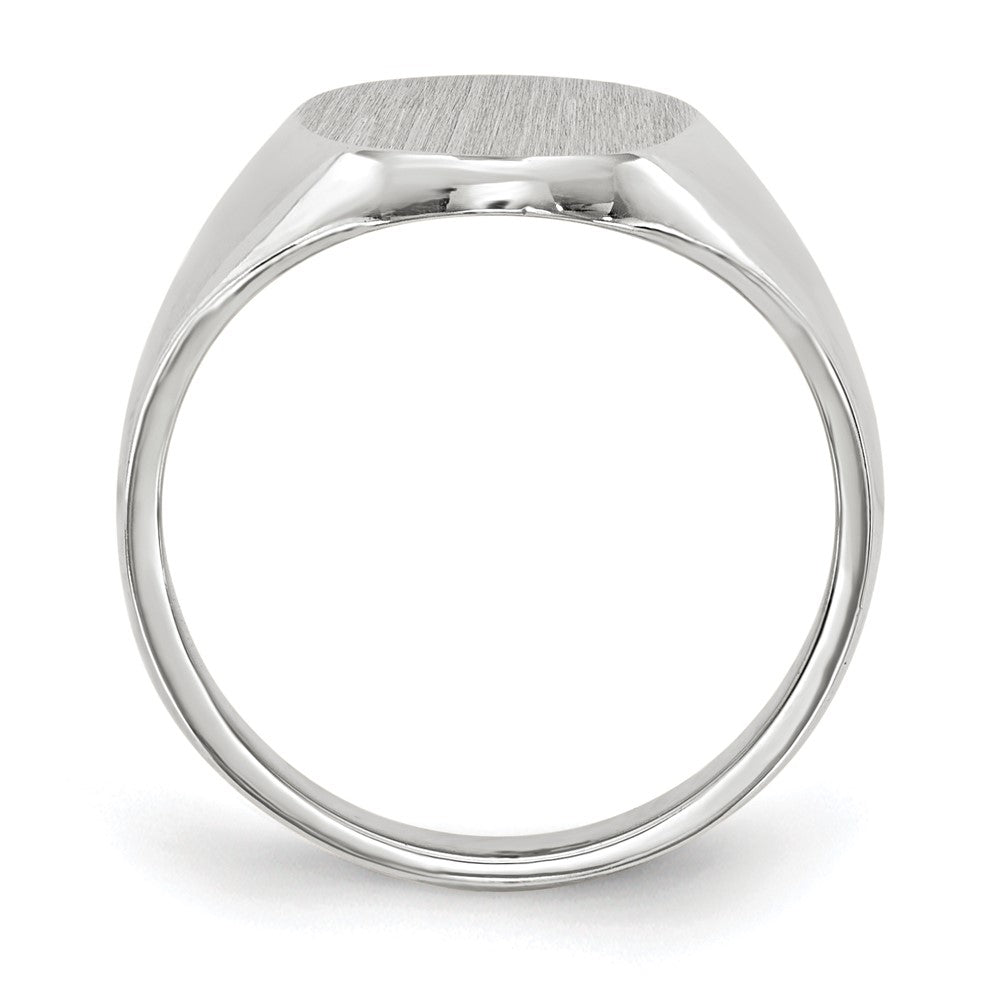 14k White Gold 8.0x11.5mm Oval Closed Back Signet Ring