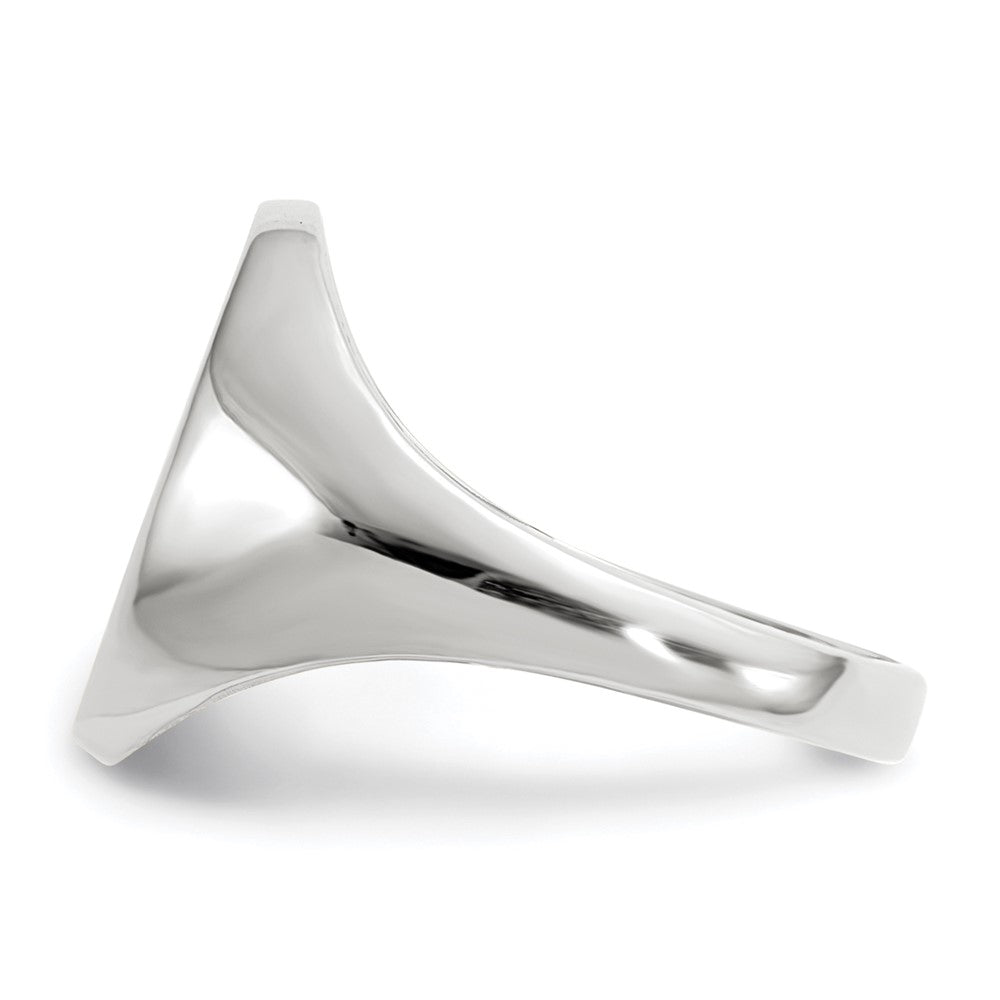 14k White Gold 8.0x11.5mm Oval Closed Back Signet Ring