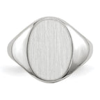 14k White Gold 8.0x11.5mm Oval Closed Back Signet Ring