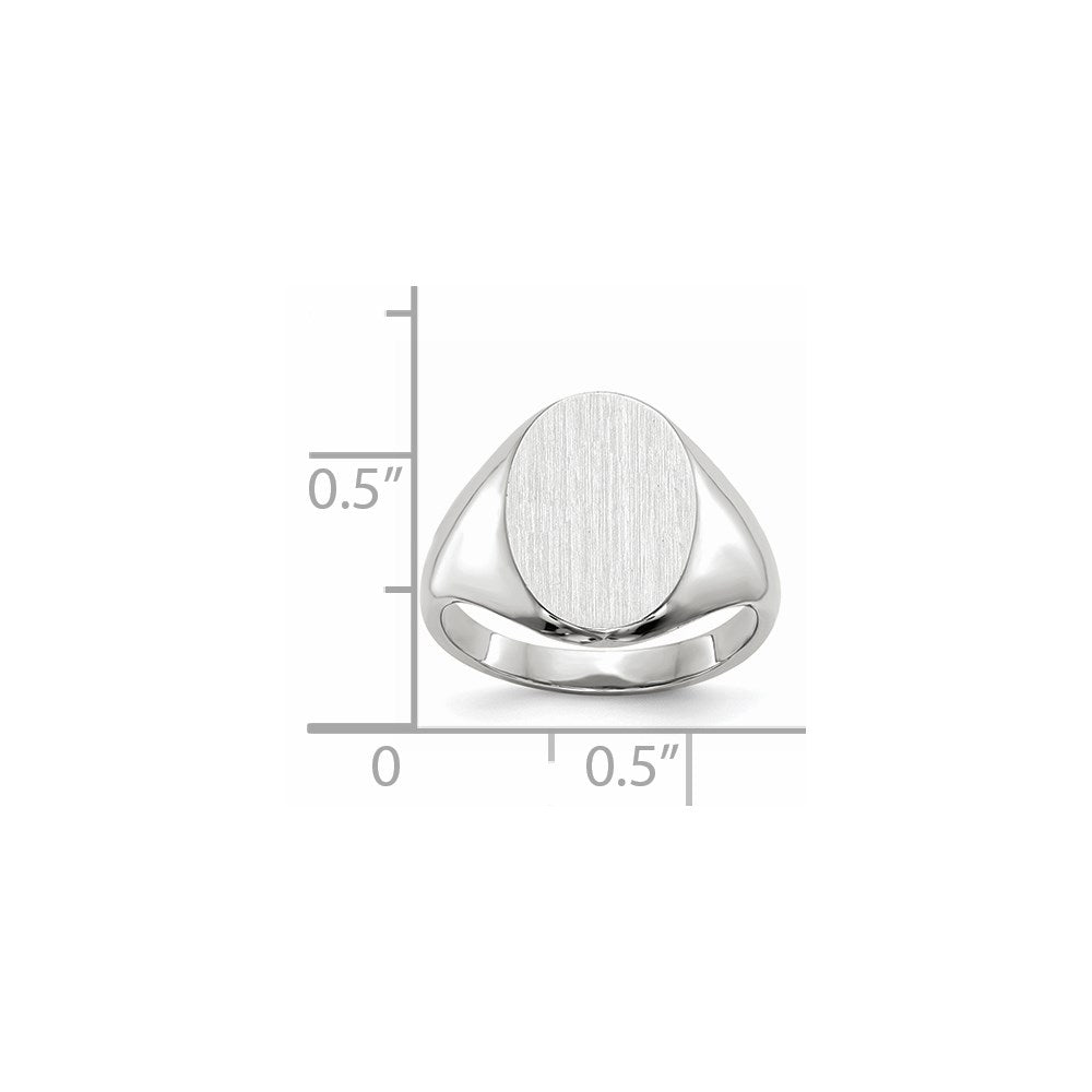 14k White Gold 8.0x11.5mm Oval Closed Back Signet Ring