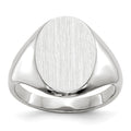 14k White Gold 8.0x11.5mm Oval Closed Back Signet Ring