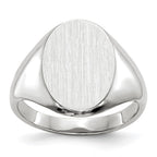 14k White Gold 8.0x11.5mm Oval Closed Back Signet Ring