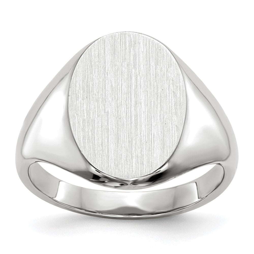 14k White Gold 8.0x11.5mm Oval Closed Back Signet Ring