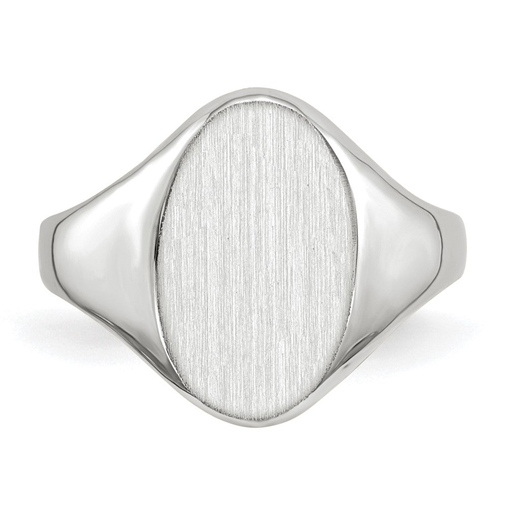 14k White Gold 9.0x14.0mm Oval Closed Back Signet Ring
