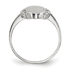 14k White Gold 7.0x14.5mm Oval Open Back Scalloped Edge Signet Ring