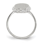 14k White Gold 10.5x14.0mm Oval Open Back Scalloped Edge Signet Ring