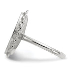 14k White Gold 10.5x14.0mm Oval Open Back Scalloped Edge Signet Ring