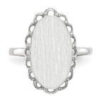 14k White Gold 10.5x14.0mm Oval Open Back Scalloped Edge Signet Ring