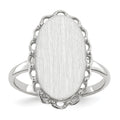 14k White Gold 10.5x14.0mm Oval Open Back Scalloped Edge Signet Ring