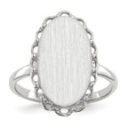 14k White Gold 10.5x14.0mm Oval Open Back Scalloped Edge Signet Ring