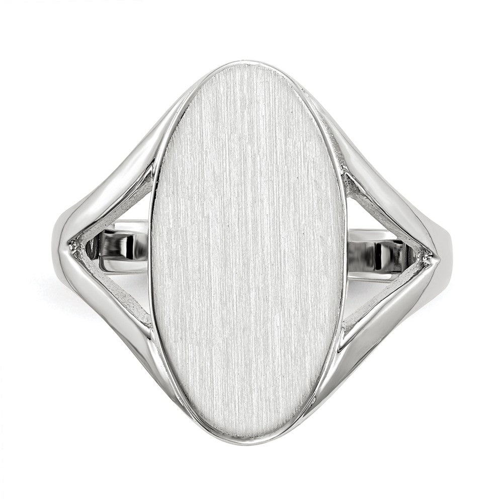 14k White Gold 9.0x17.0mm Oval Closed Back Signet Ring