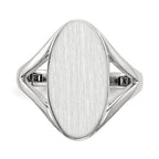 14k White Gold 9.0x17.0mm Oval Closed Back Signet Ring