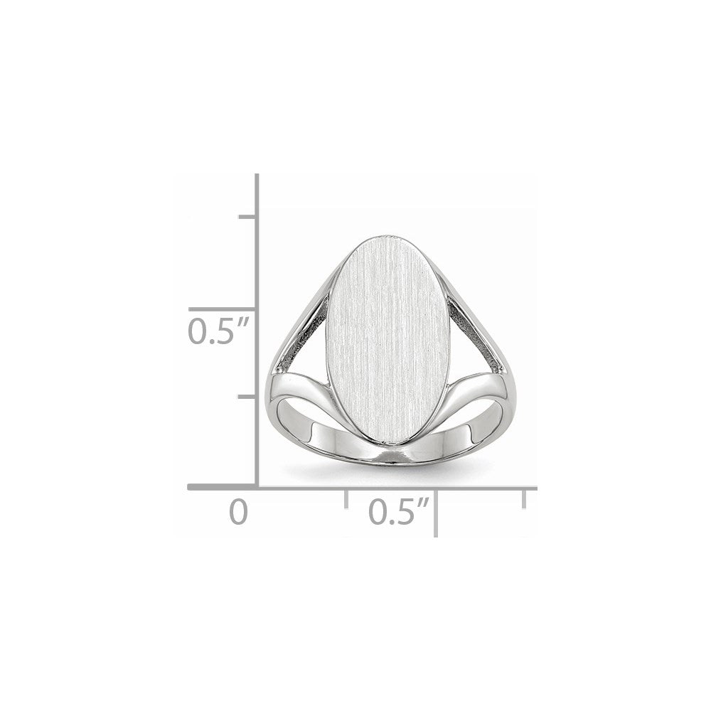 14k White Gold 9.0x17.0mm Oval Closed Back Signet Ring