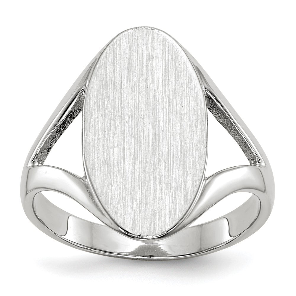 14k White Gold 9.0x17.0mm Oval Closed Back Signet Ring