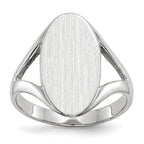14k White Gold 9.0x17.0mm Oval Closed Back Signet Ring