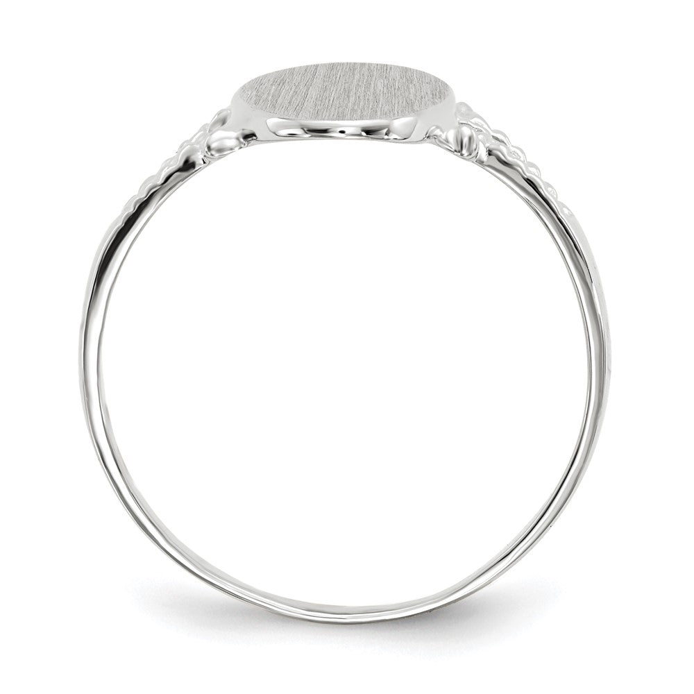14k White Gold 8.5x13.5mm Oval Closed Back Signet Ring
