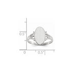 14k White Gold 8.5x13.5mm Oval Closed Back Signet Ring