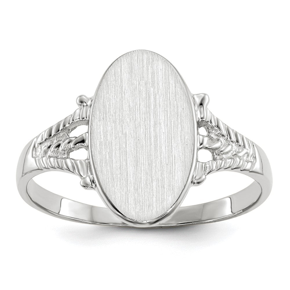 14k White Gold 8.5x13.5mm Oval Closed Back Signet Ring