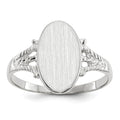 14k White Gold 8.5x13.5mm Oval Closed Back Signet Ring