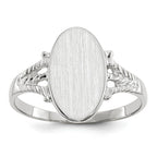 14k White Gold 8.5x13.5mm Oval Closed Back Signet Ring