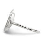 14k White Gold 9.0x11.5mm Oval Open Back Scalloped Edge Signet Ring